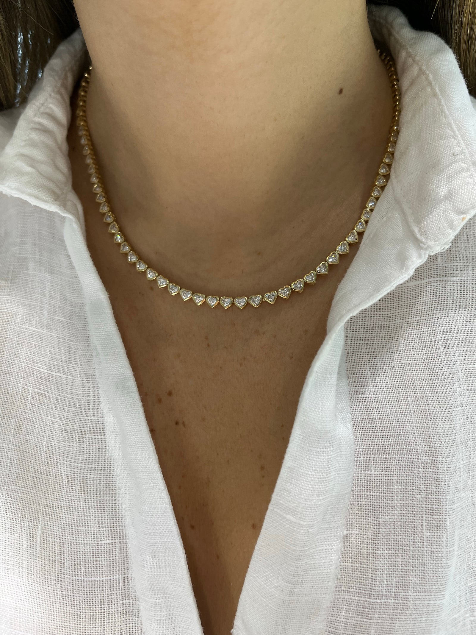 Heart Bezel Tennis Necklace