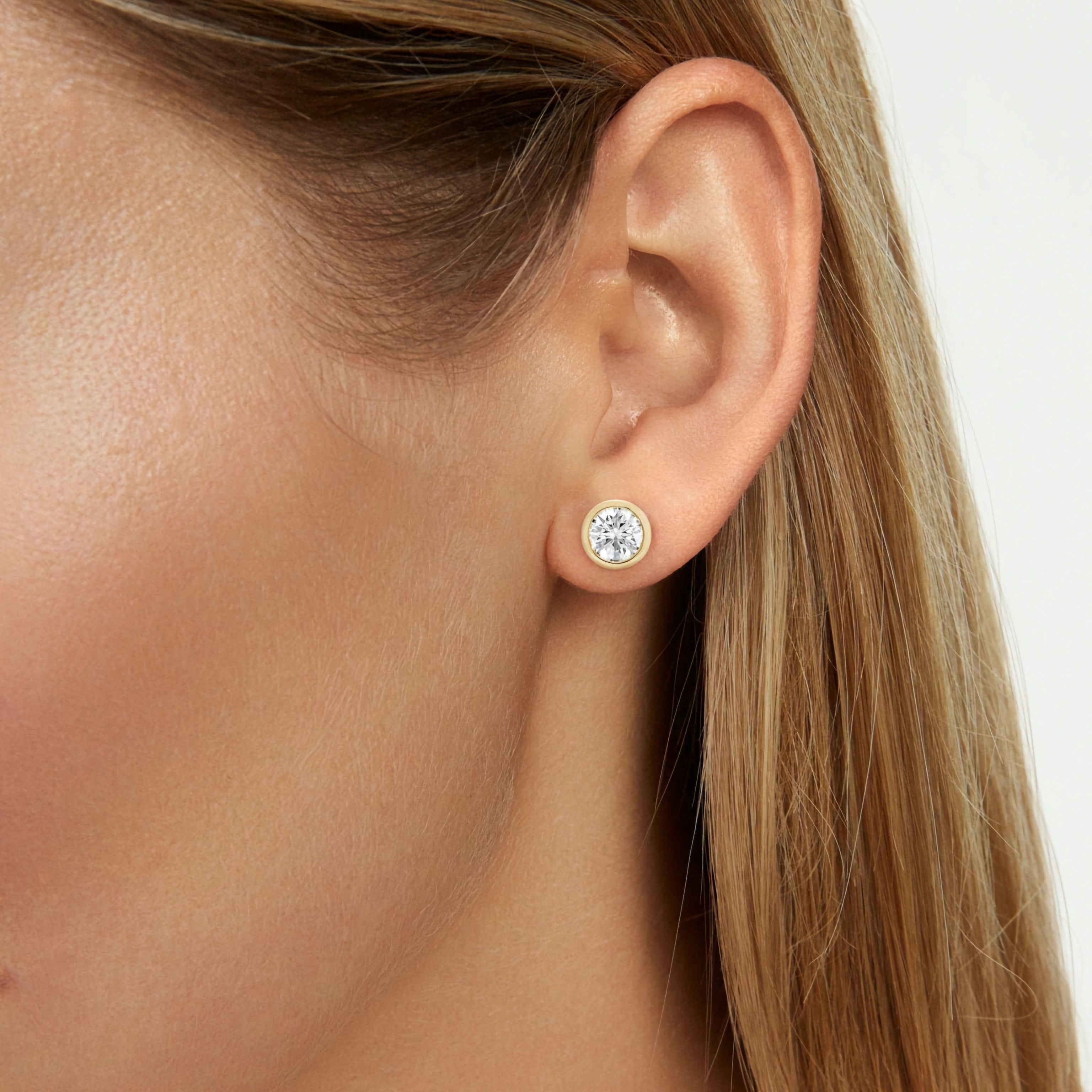 Round Bezel Stud Earrings