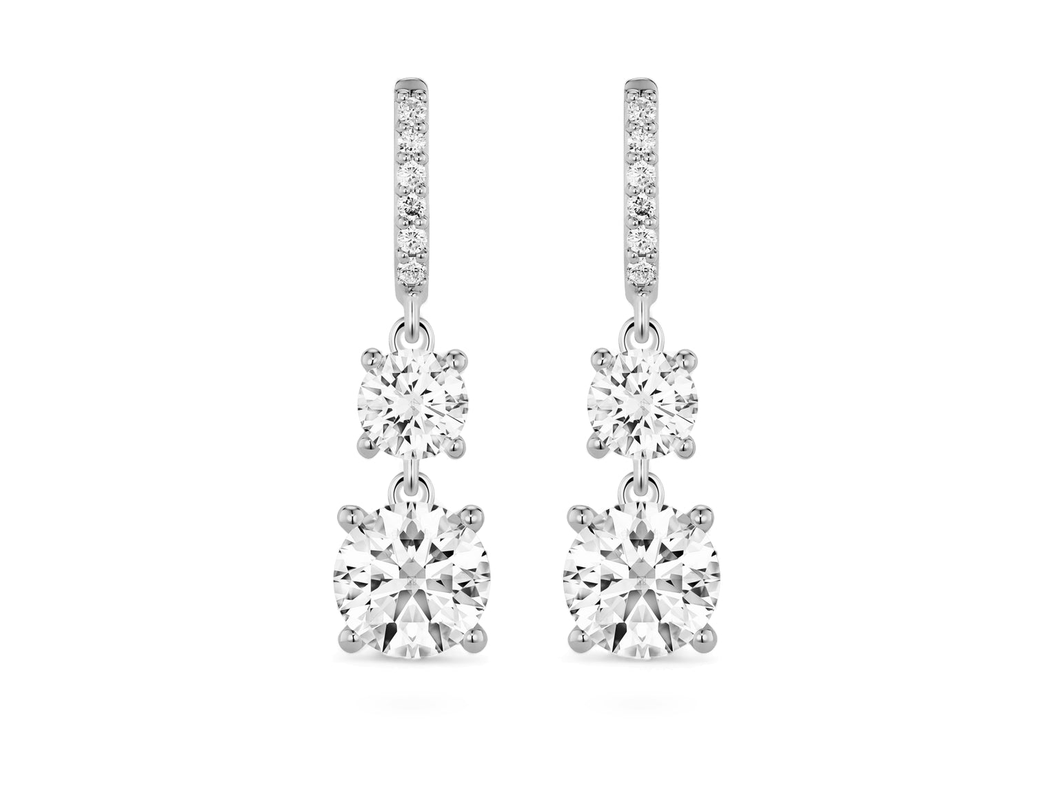 Round Double Drop Earrings