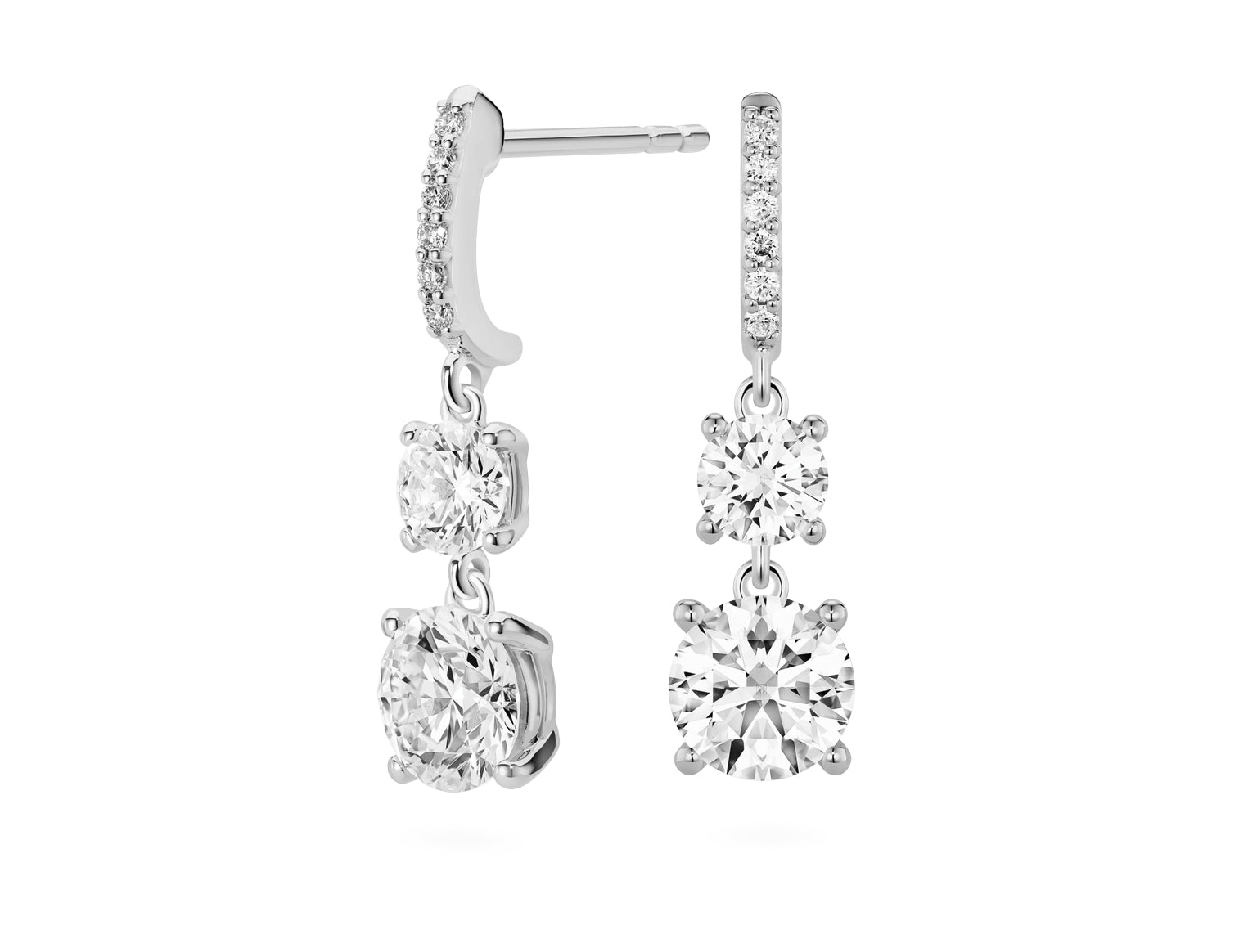 Round Double Drop Earrings