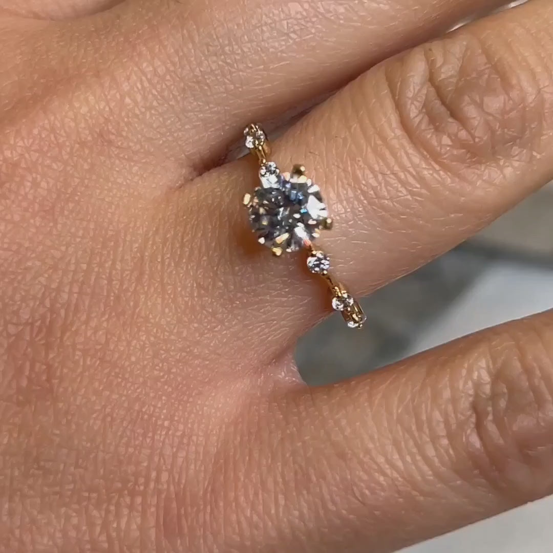 Round Solitaire Ring With Diamond Band