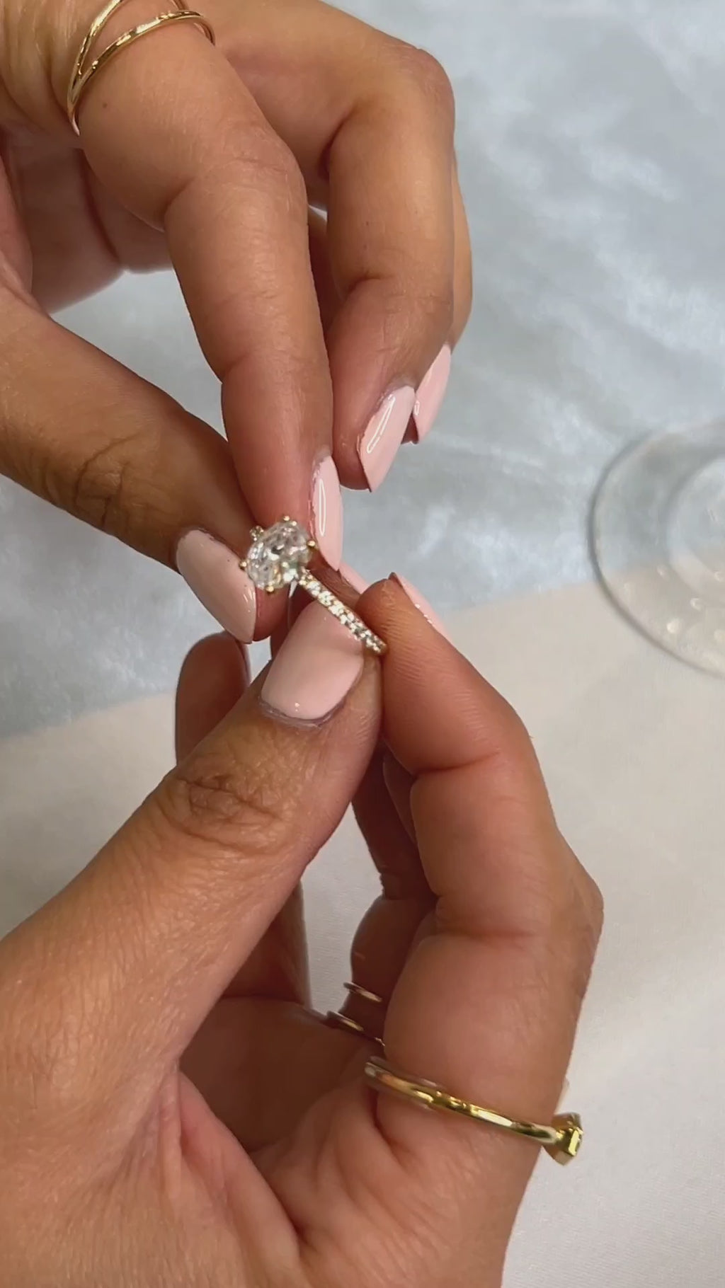 Round Solitaire Ring with Pave Band