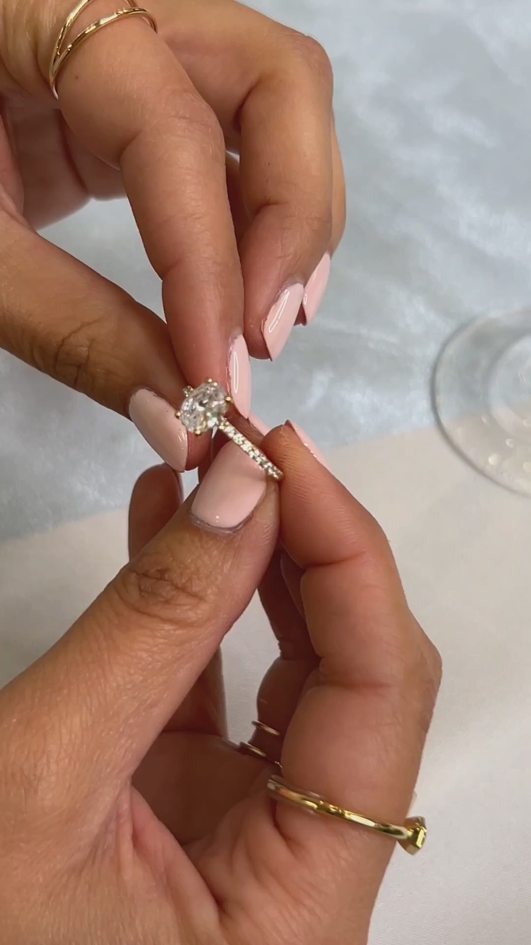 Round Solitaire Ring with Pave Band