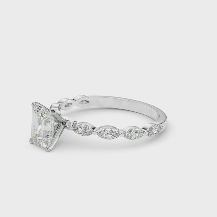 Round Solitaire Ring with Marquise Band